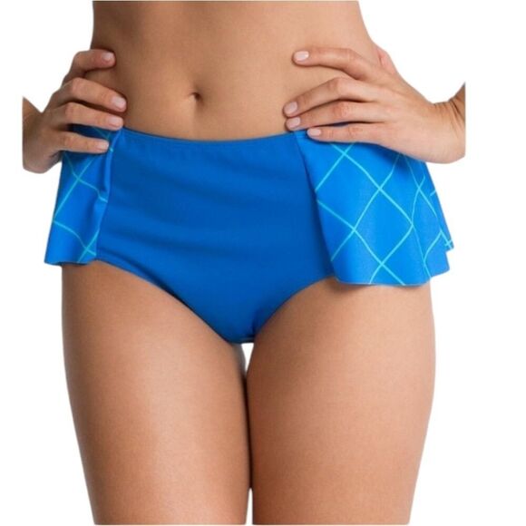 NWT Spanx Flirty Skirty Swim Bottom Shaping Suit blue size 12 - Picture 1 of 11